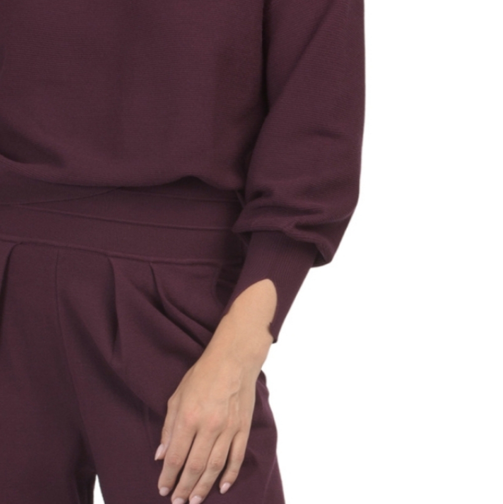 SIONI Women's Cabernet Turtle Neck Sweater And Pants Set - Picture 5 of 5